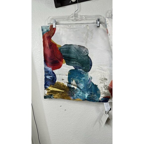 West Elm Set Of 2 Pillow Covers Shams Abstract Watercolor Silver Metallic  NWT - Picture 5 of 11